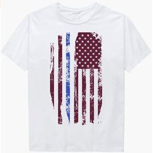 American Flag Casual Slim Fit Cotton Soft Lightweight Crew Neck Short Sleeve Tee